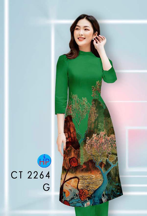 Vải Áo Dài Cách Tân Phong Cảnh AD CT2264 2 vai ao dai cach tan phong canh ad ct2264