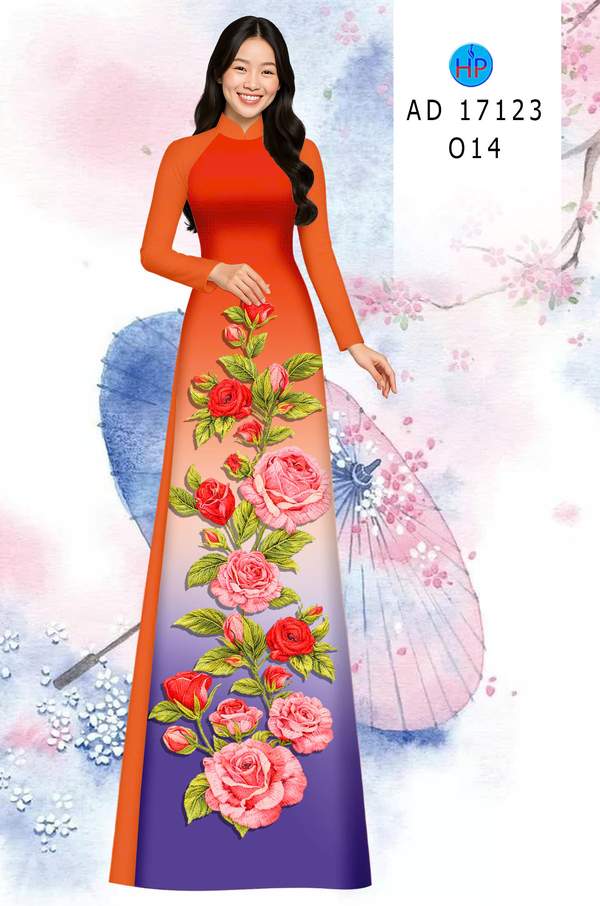 Vải Áo Dài Hoa Hồng AD 17123 1 vai ao dai hoa hong ad 17123