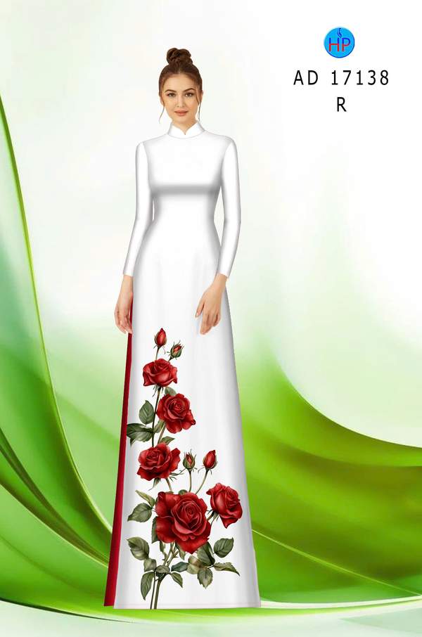Vải Áo Dài Hoa Hồng AD 17138 1 vai ao dai hoa hong ad 17138