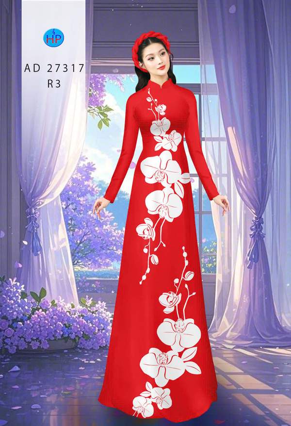 Vải Áo Dài Hoa In 3D AD 27317 1 vai ao dai hoa in 3d ad 27317