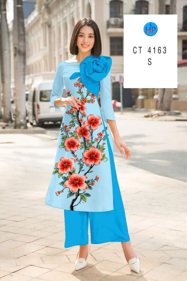 Vải Áo Dài Hoa In 3D AD CT4163 2 vai ao dai hoa in 3d ad ct4163