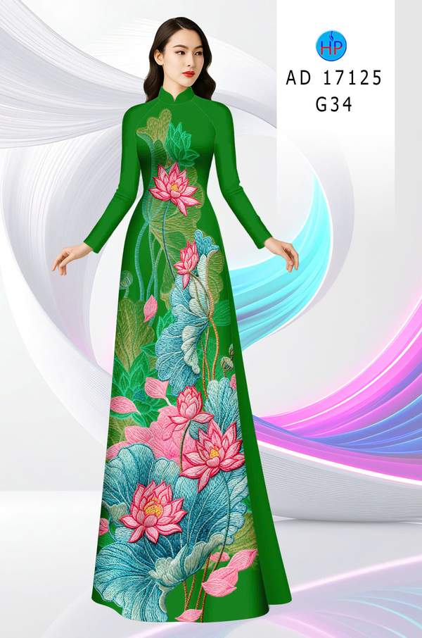 Vải Áo Dài Hoa Sen AD 17125 1 vai ao dai hoa sen ad 17125