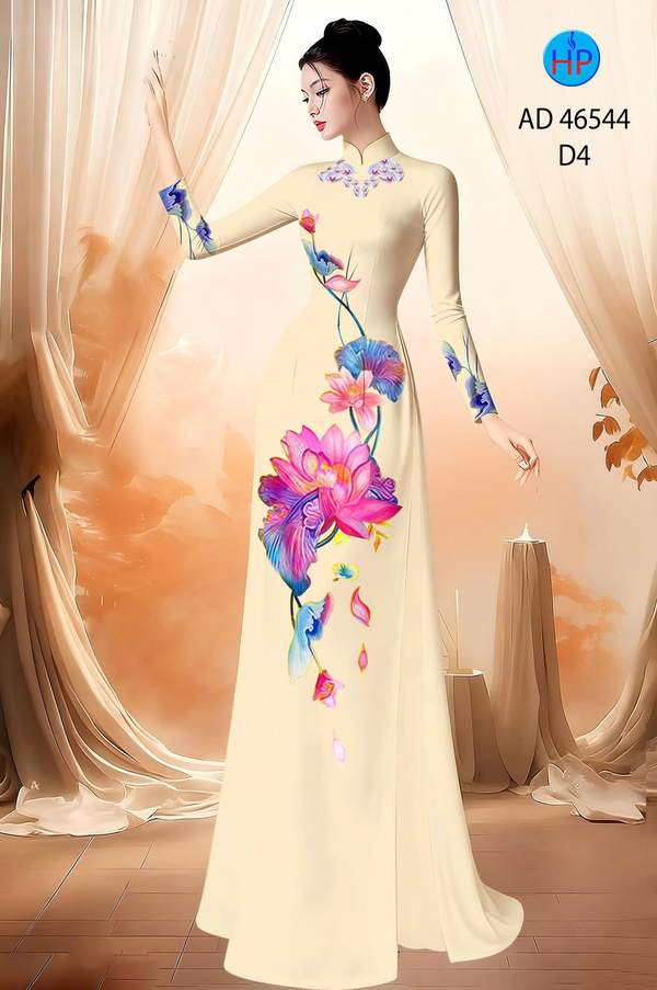 Vải Áo Dài Hoa Sen AD 46544 2 vai ao dai hoa sen ad 46544