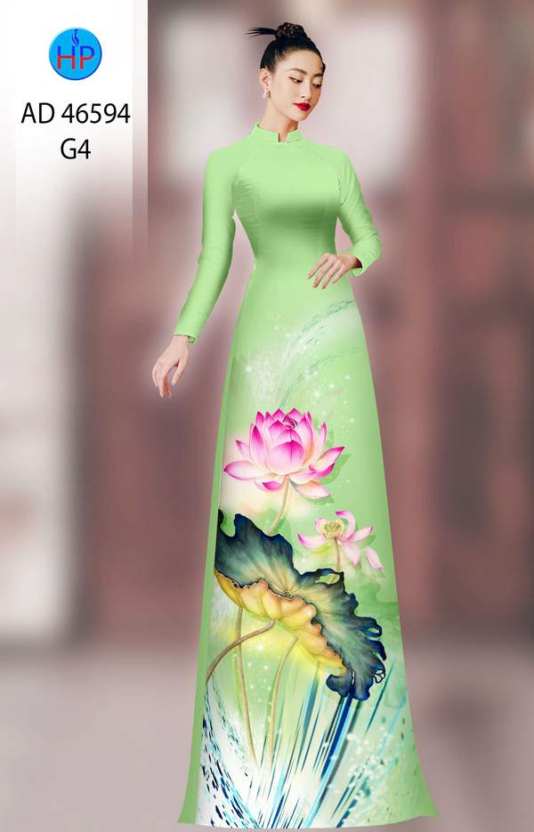 Vải Áo Dài Hoa Sen AD 46594 1 vai ao dai hoa sen ad 46594