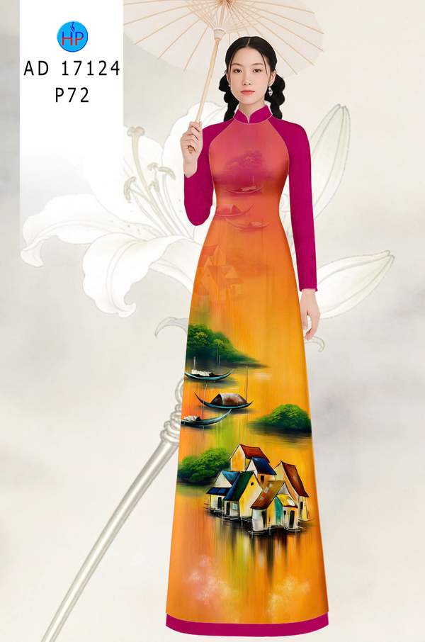 Vải Áo Dài Phong Cảnh AD 17124 2 vai ao dai phong canh ad 17124